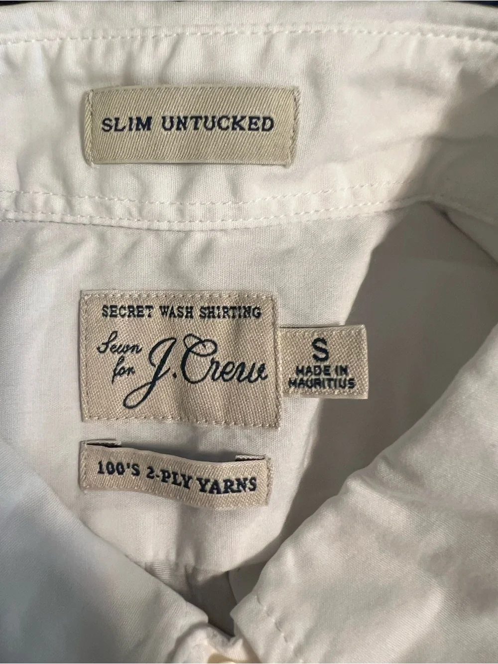 J Crew White Secret Shirting Wash Slim  Untucked Poplin Shirt BJ744 NWOT S #2621
